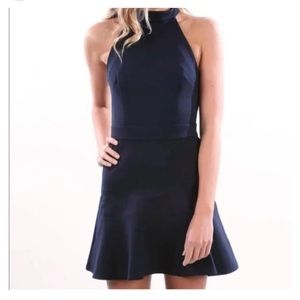 Finders Keepers Balance Halter navy blue Mini Fit N Flare Dress